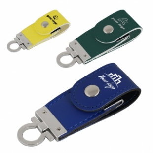 Pendrive z eko skóry, niebieski